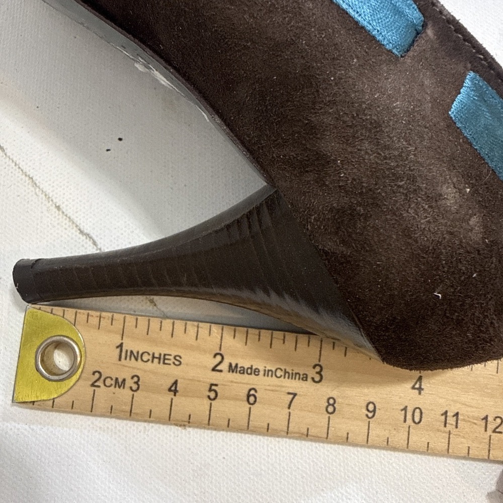 MASSIMO BALDI ITALY Ribbon Brown Sueded LEATHER PUMPS HEELS Shoes Sz 9 B - Picture 12 of 13